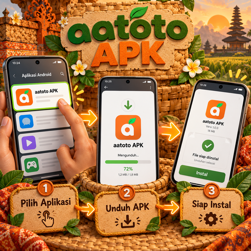 Ilustrasi panduan instalasi aatoto di Android
